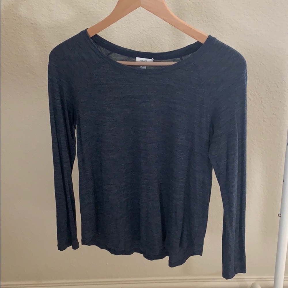 Vince heathered navy long sleeve shirt